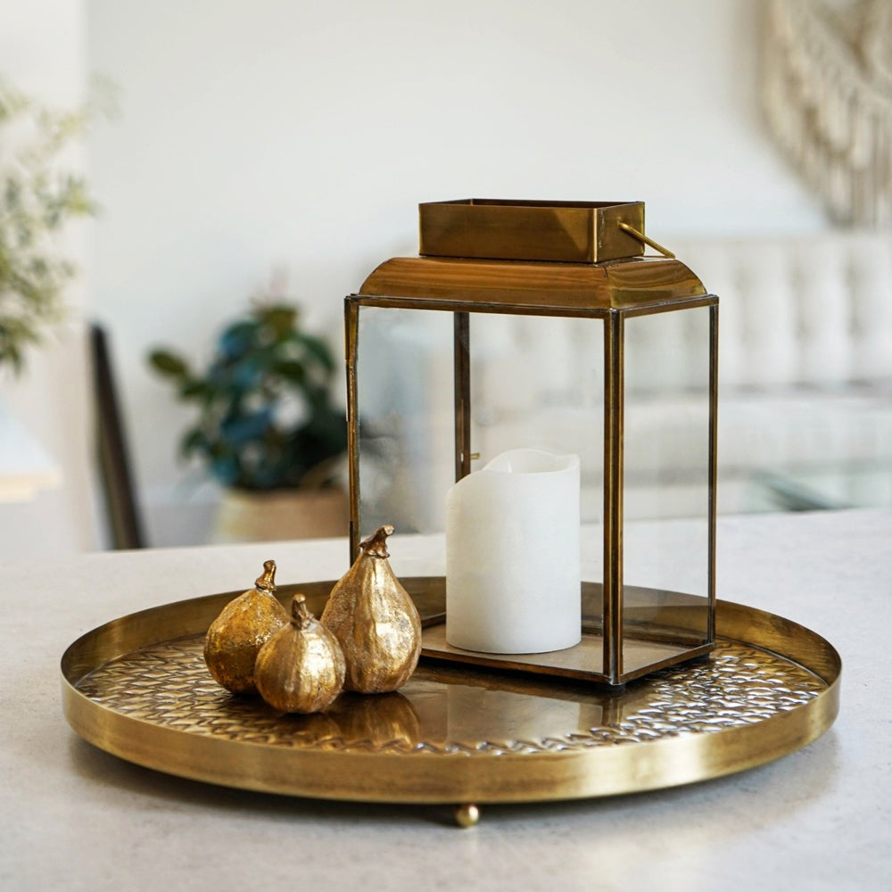 Product photograph of Ivyline Solis Embossed Tray In Gold from Olivia's.