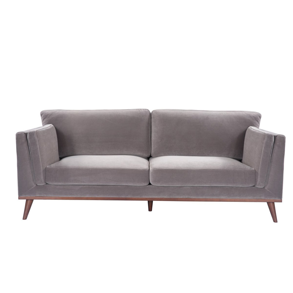 Product photograph of Twenty10 Designs Mickey Stone Grey Velvet 3 Seat Sofa from Olivia's