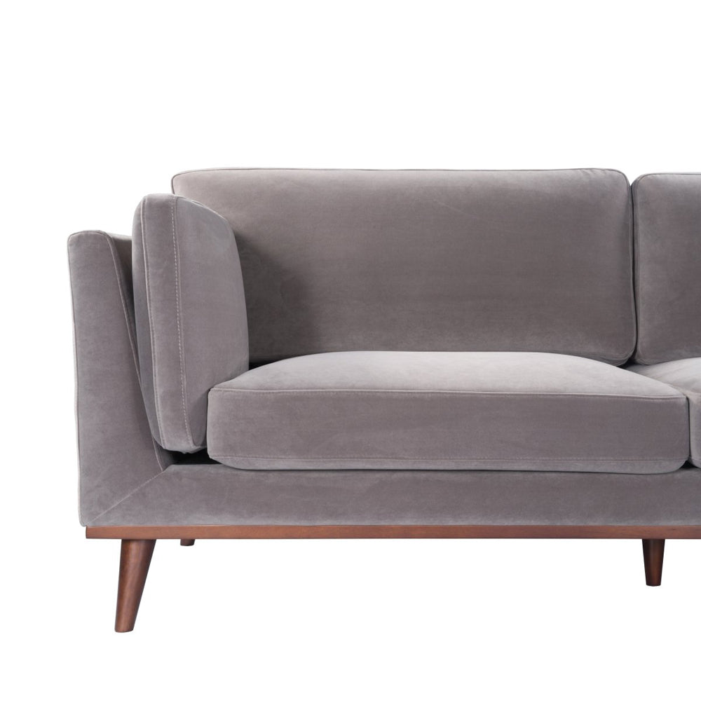 Product photograph of Twenty10 Designs Mickey Stone Grey Velvet 3 Seat Sofa from Olivia's.