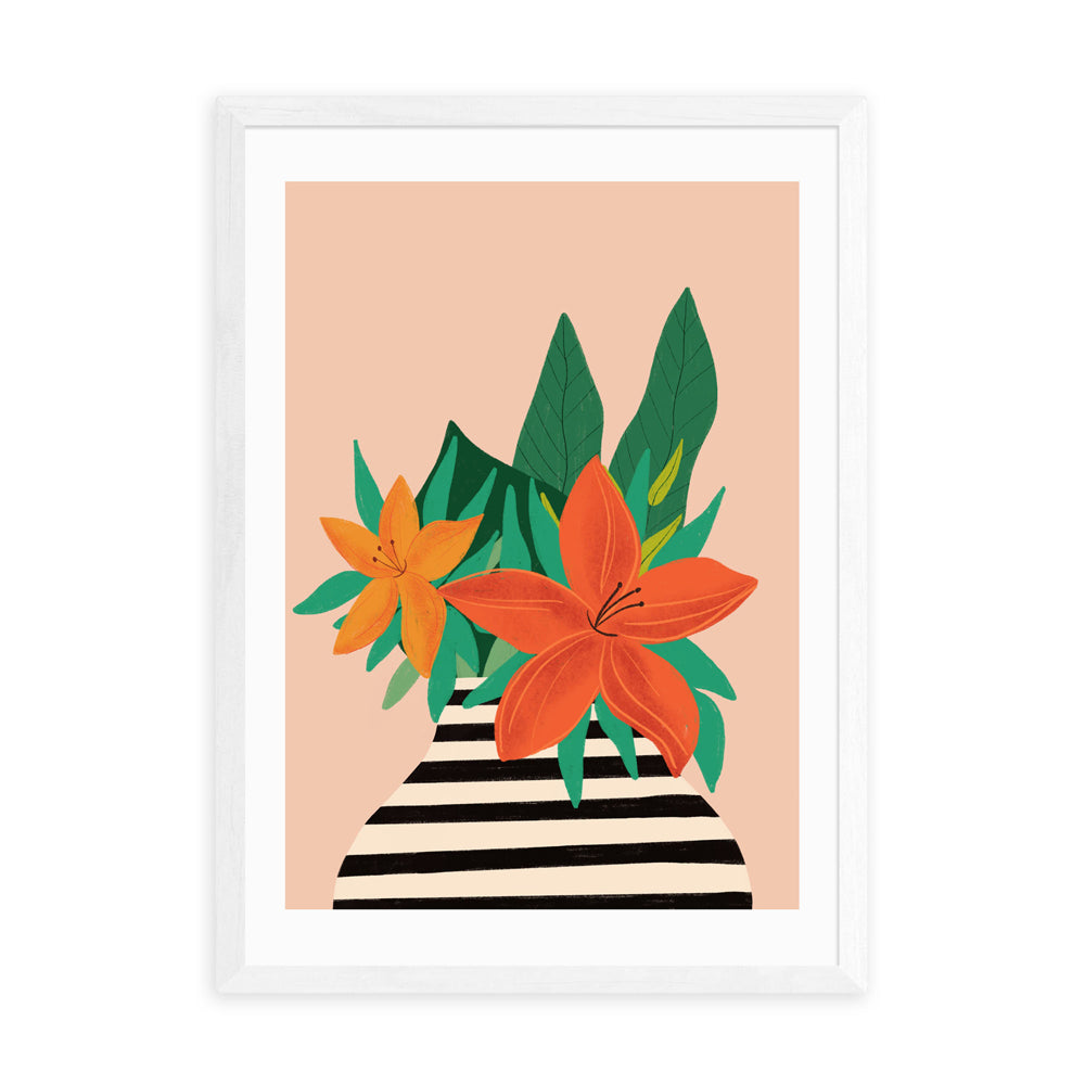Product photograph of Tiger Lily By Sifa Mustafa - A3 White Framed Art Print from Olivia's.