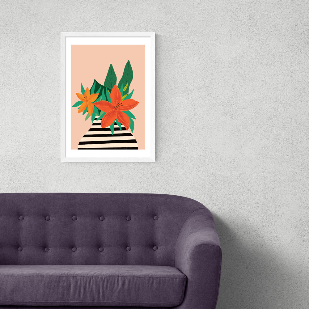 Product photograph of Tiger Lily By Sifa Mustafa - A3 White Framed Art Print from Olivia's