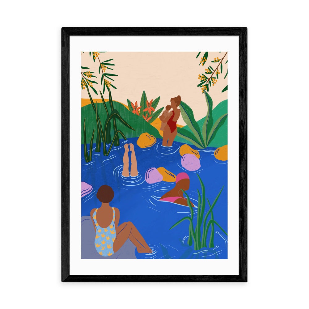 Product photograph of Swimming Wild By Sifa Mustafa - A3 Black Framed Art Print from Olivia's