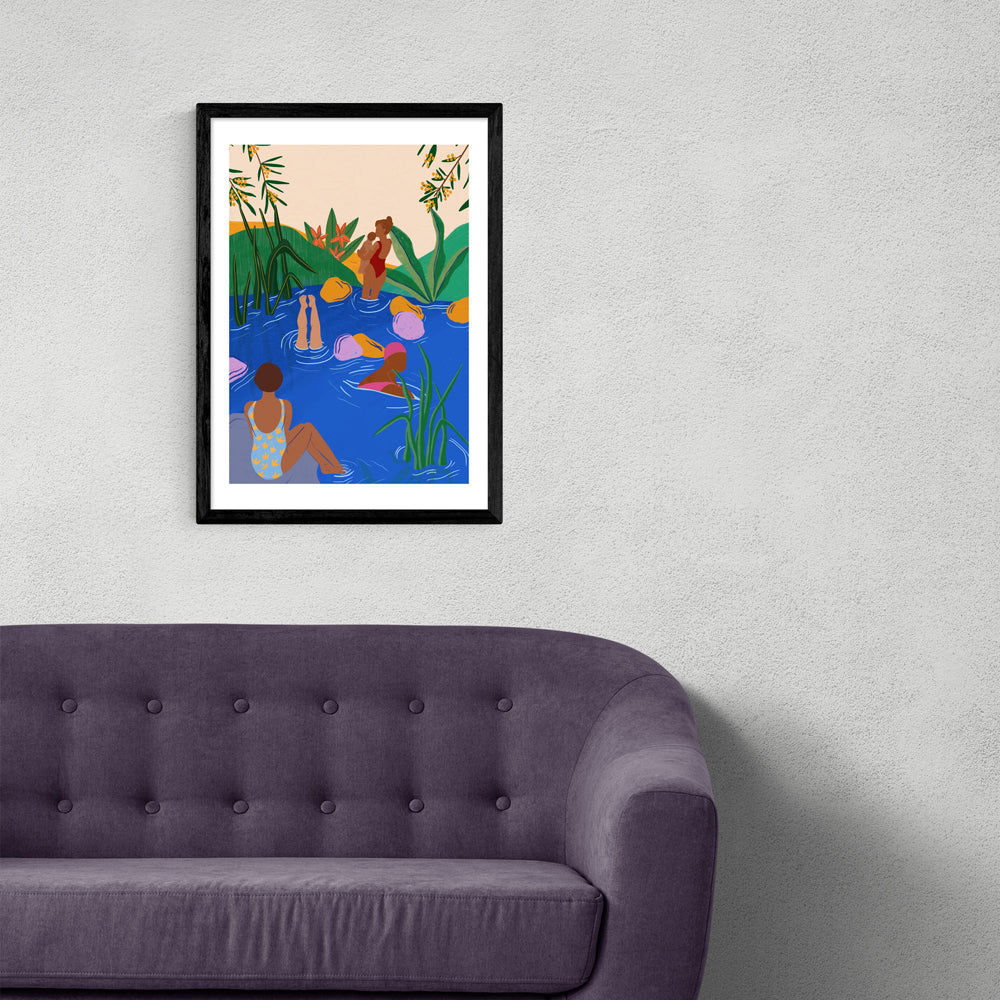 Product photograph of Swimming Wild By Sifa Mustafa - A3 Black Framed Art Print from Olivia's.