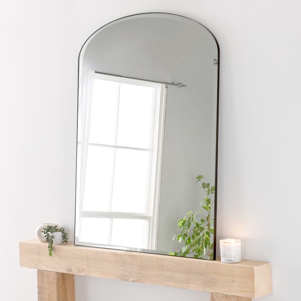 Product photograph of Olivia S Freya Bevelled Mantle Mirror In Black - 92x121cm from Olivia's