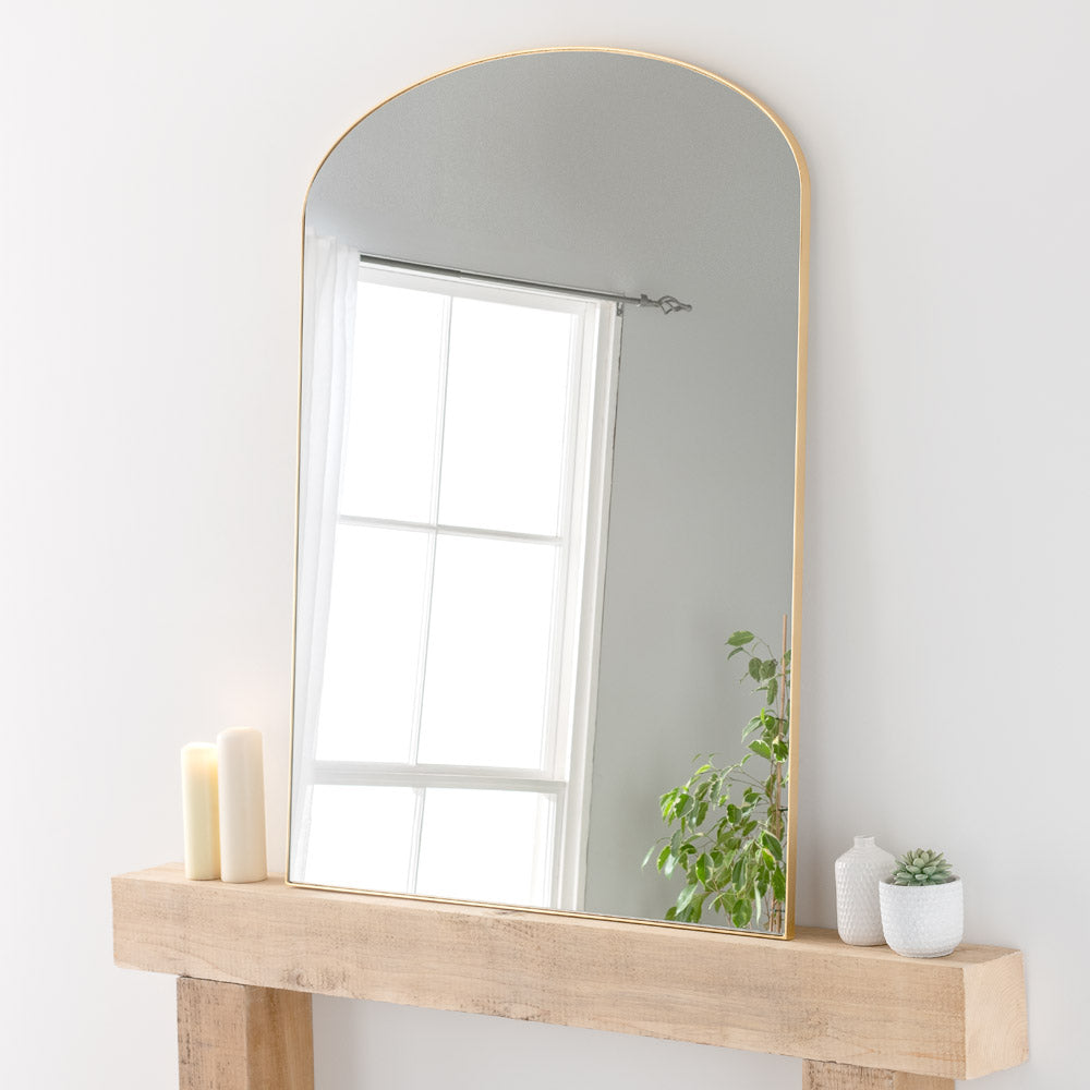 Product photograph of Olivia S Freya Large Mantle Mirror In Gold - 92x121cm from Olivia's