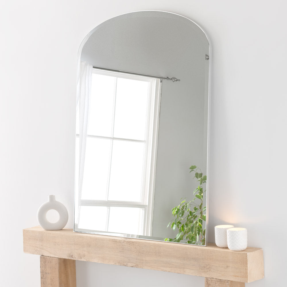 Product photograph of Olivia S Freya Bevelled Mantle Mirror In Silver - 92x121cm from Olivia's