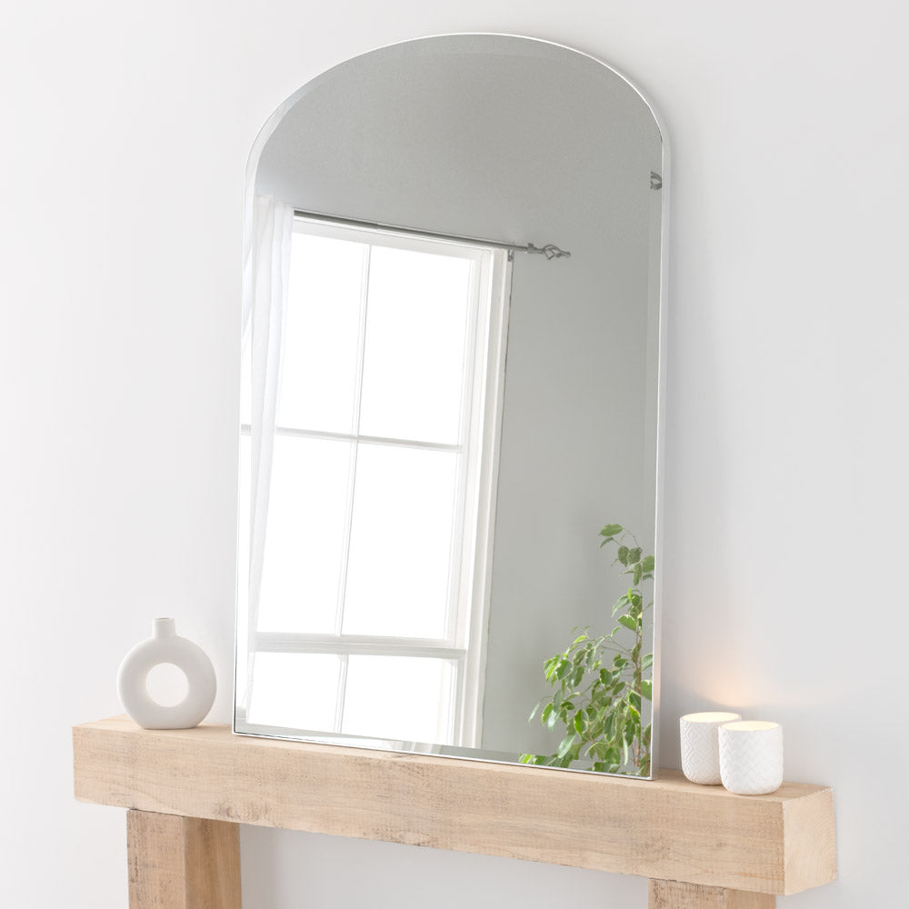 Olivias Freya Bevelled Mantle Mirror In Silver 92x121cm