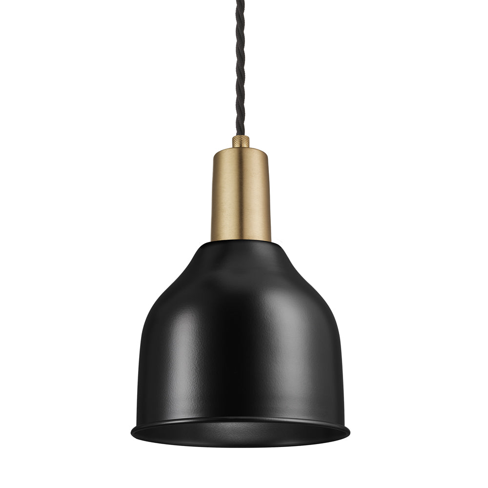 Product photograph of Industville Sleek 7 Inch Cone Pendant Black And Copper Holder from Olivia's.