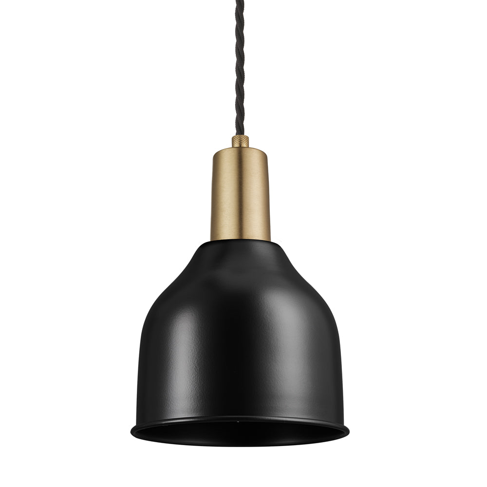 Product photograph of Industville Sleek 7 Inch Cone Pendant Black And Brass Holder from Olivia's.