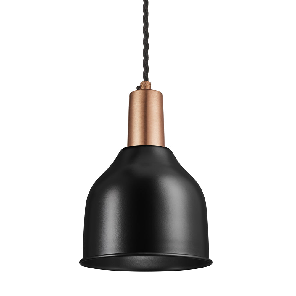 Product photograph of Industville Sleek 7 Inch Cone Pendant Black And Brass Holder from Olivia's.