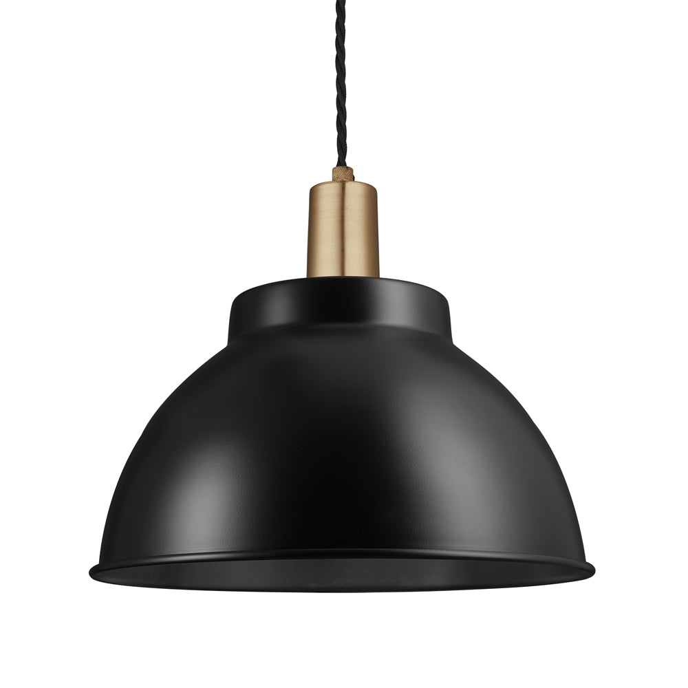 Product photograph of Industville Sleek 13 Inch Dome Pendant Black And Brass Holder from Olivia's.