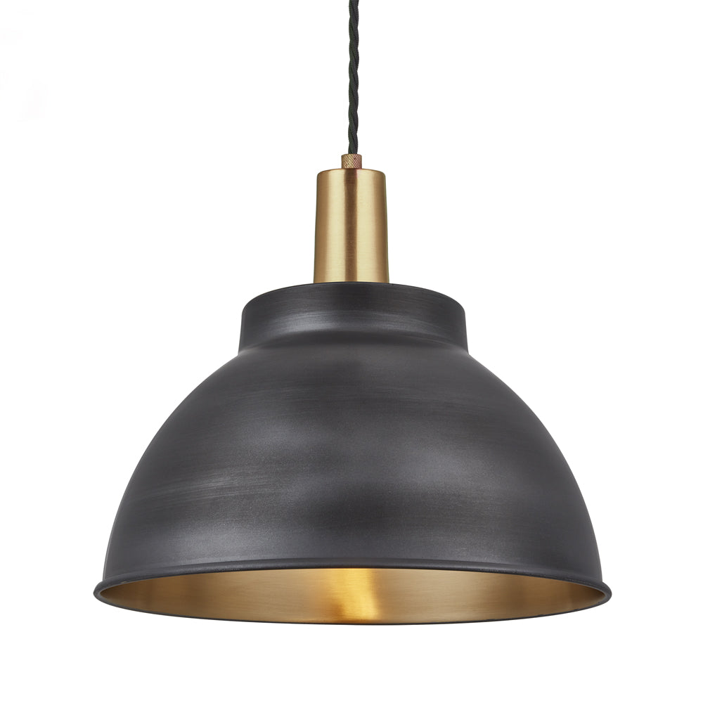 Product photograph of Industville Sleek Dome Pewter And Brass Pendant 13 Inch Pewter Holder from Olivia's