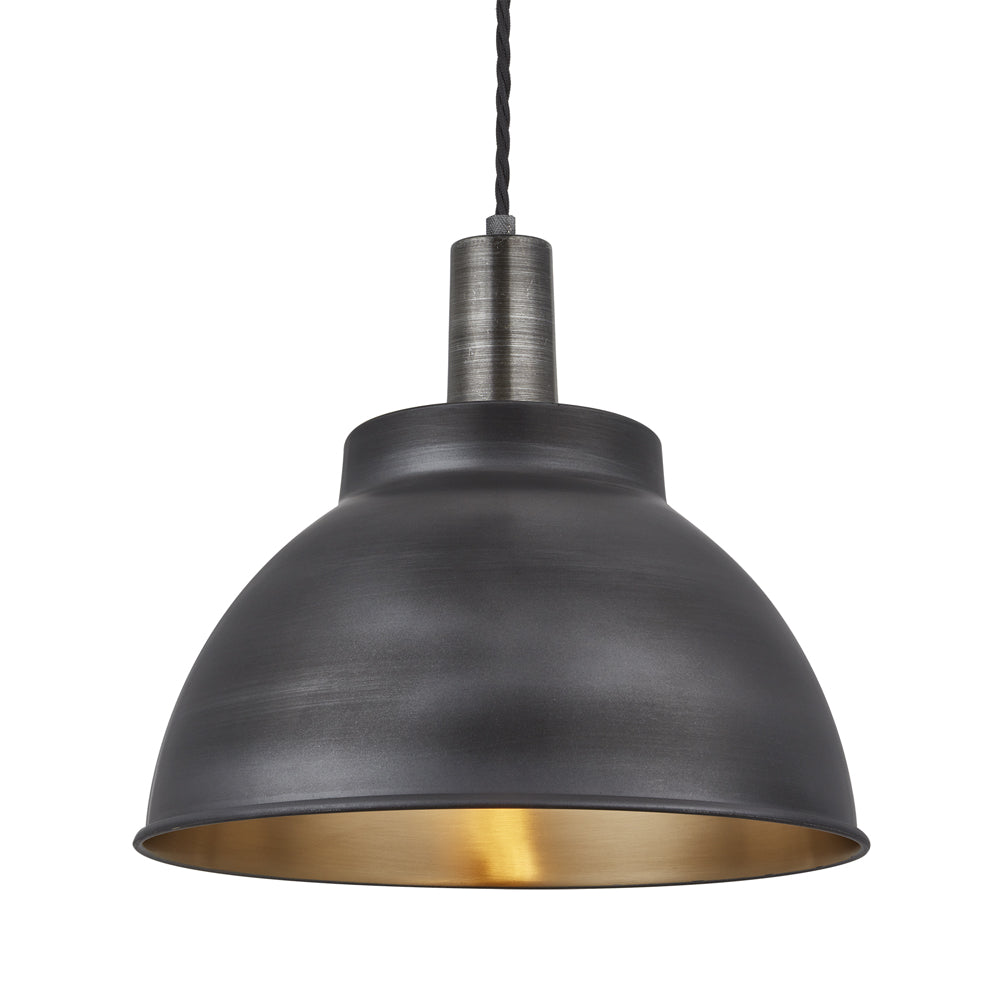 Product photograph of Industville Sleek Dome Pewter And Brass Pendant 13 Inch Pewter Holder from Olivia's.