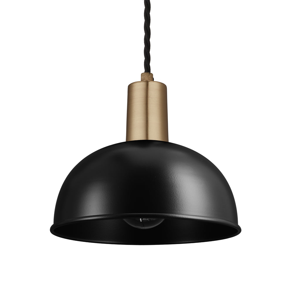 Product photograph of Industville Sleek 8 Inch Dome Pendant Black And Copper Holder from Olivia's.
