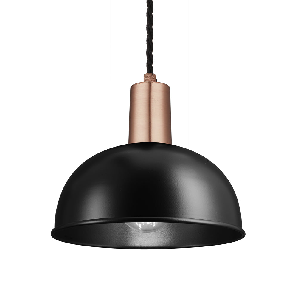 Product photograph of Industville Sleek 8 Inch Dome Pendant Black And Brass Holder from Olivia's.