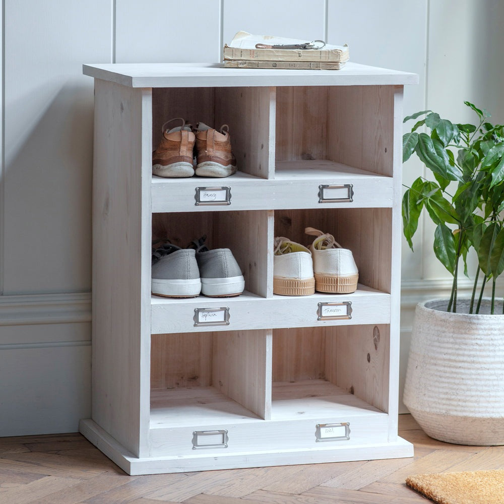 Product photograph of Garden Trading Chedworth 6 Shoe Locker In Whitewash from Olivia's