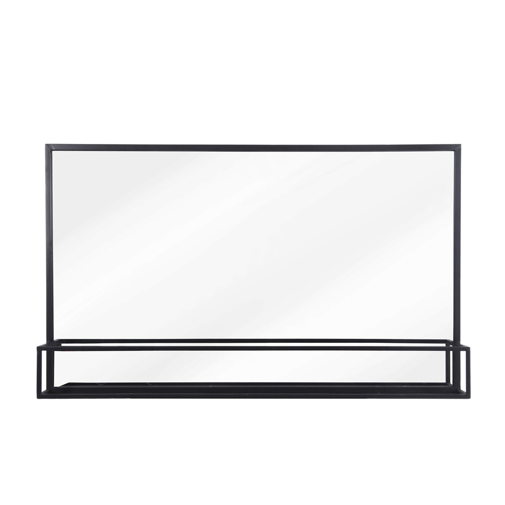 Product photograph of Garden Trading Sapperton Mirror With Shelf In Black from Olivia's