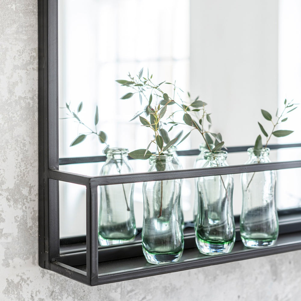 Product photograph of Garden Trading Sapperton Mirror With Shelf In Black from Olivia's.