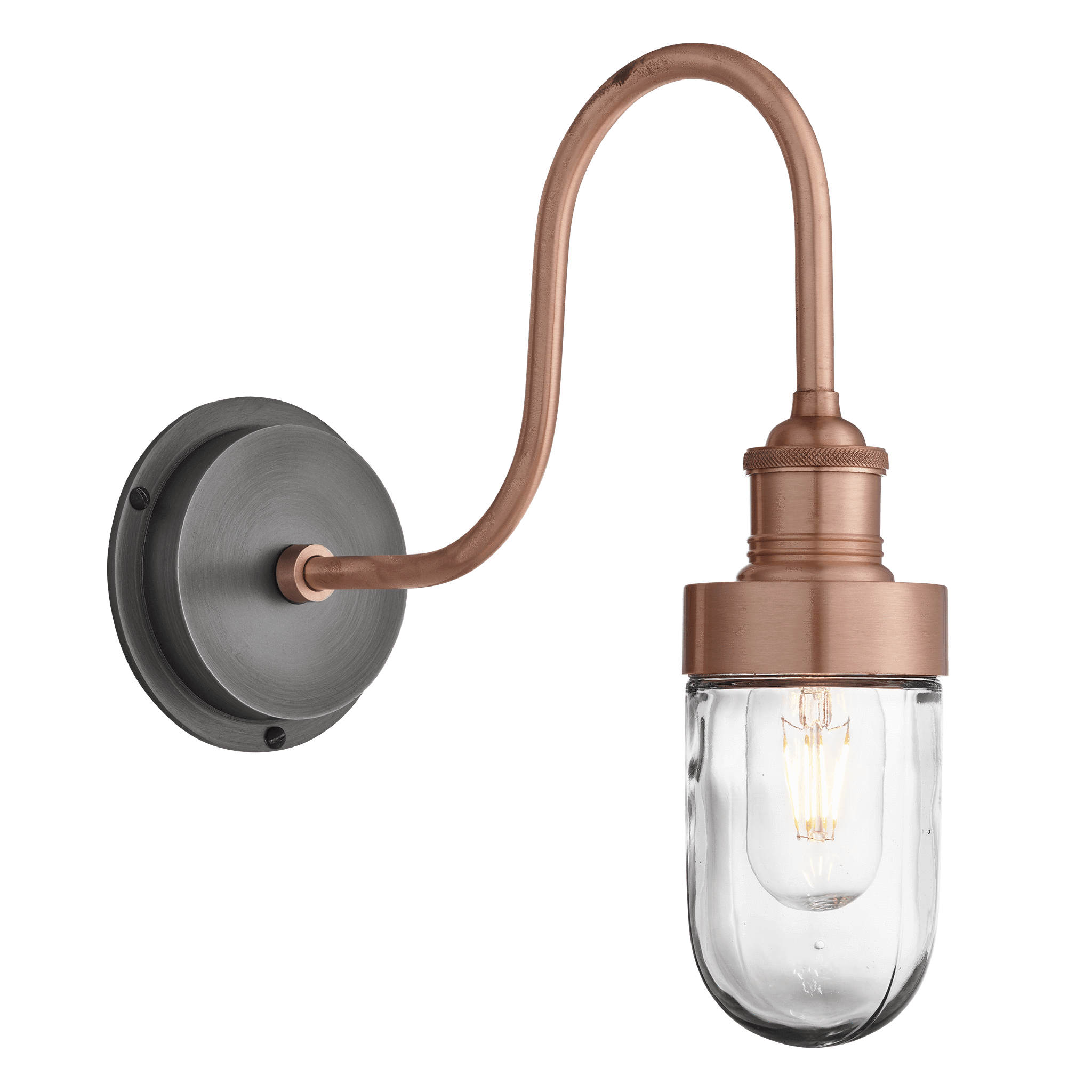 Industville Swan Neck Outdoor Bathroom Wall Light Copper