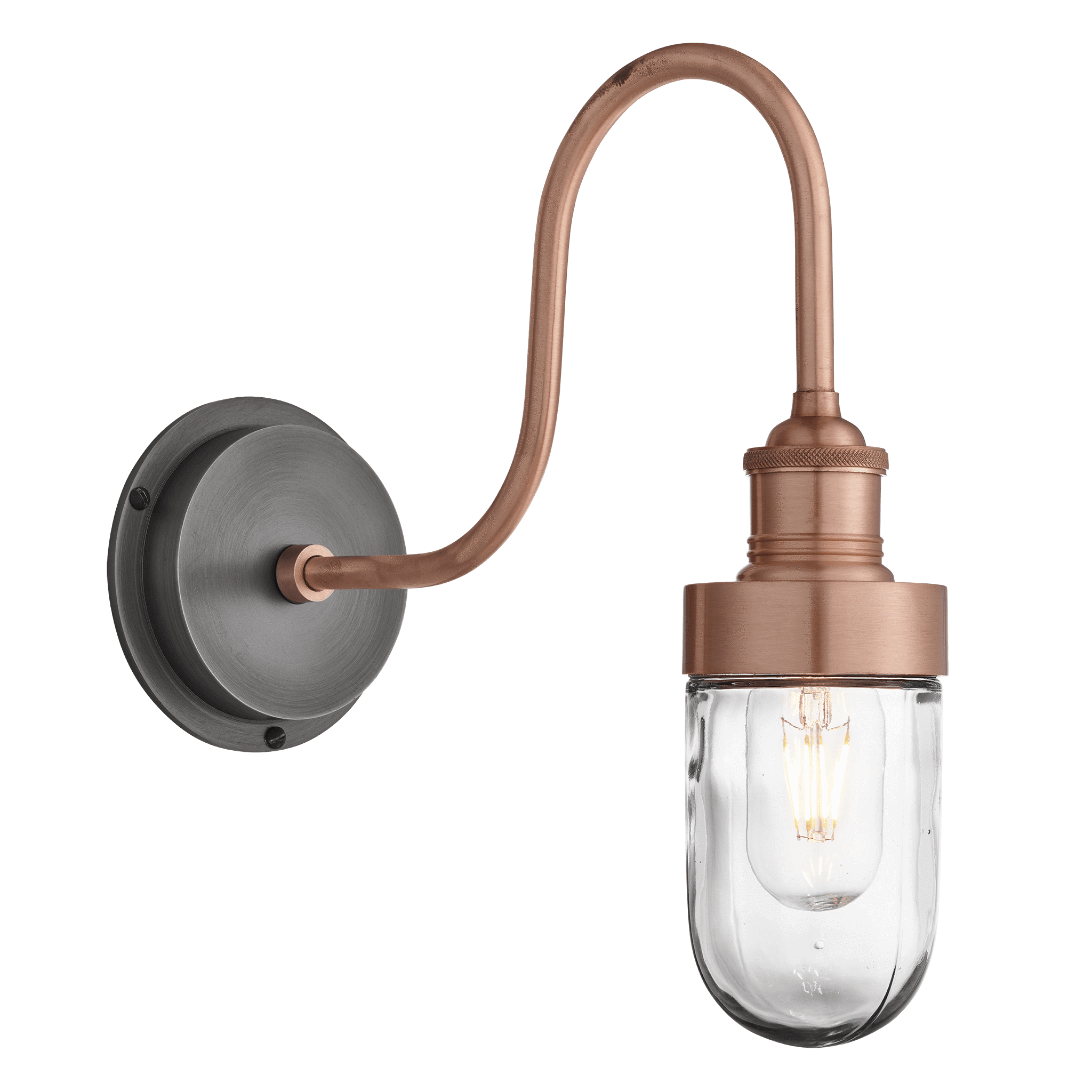 Product photograph of Industville Swan Neck Outdoor Bathroom Wall Light In Copper from Olivia's