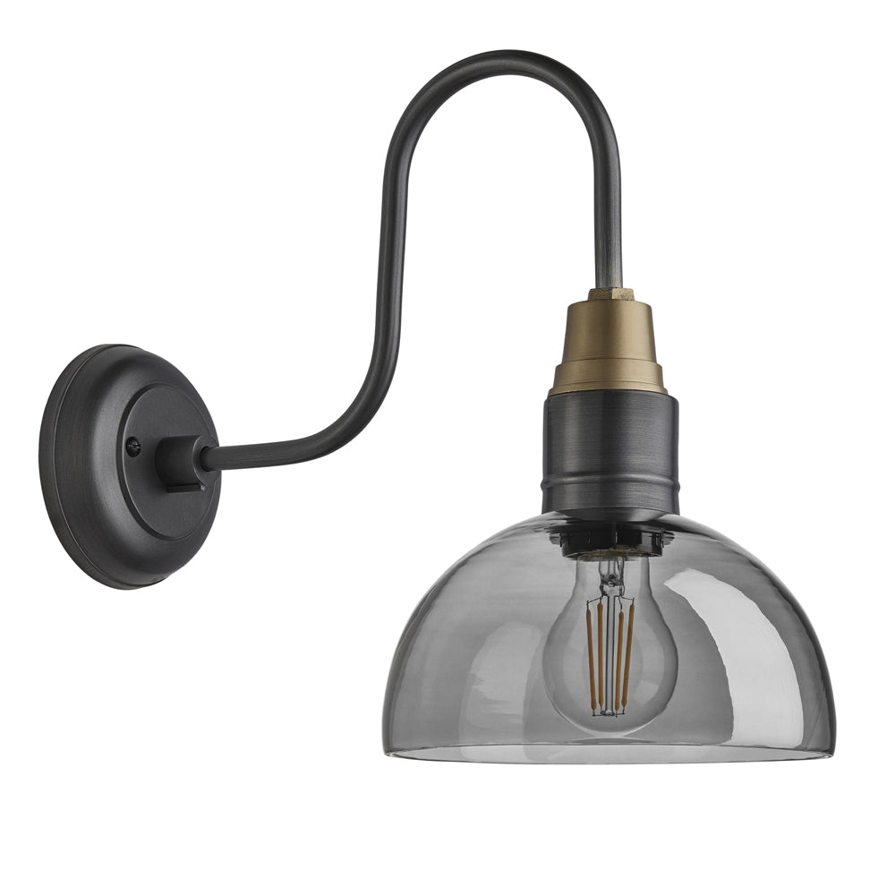 Product photograph of Industville Swan Neck 8 Inch Dome Wall Light from Olivia's.