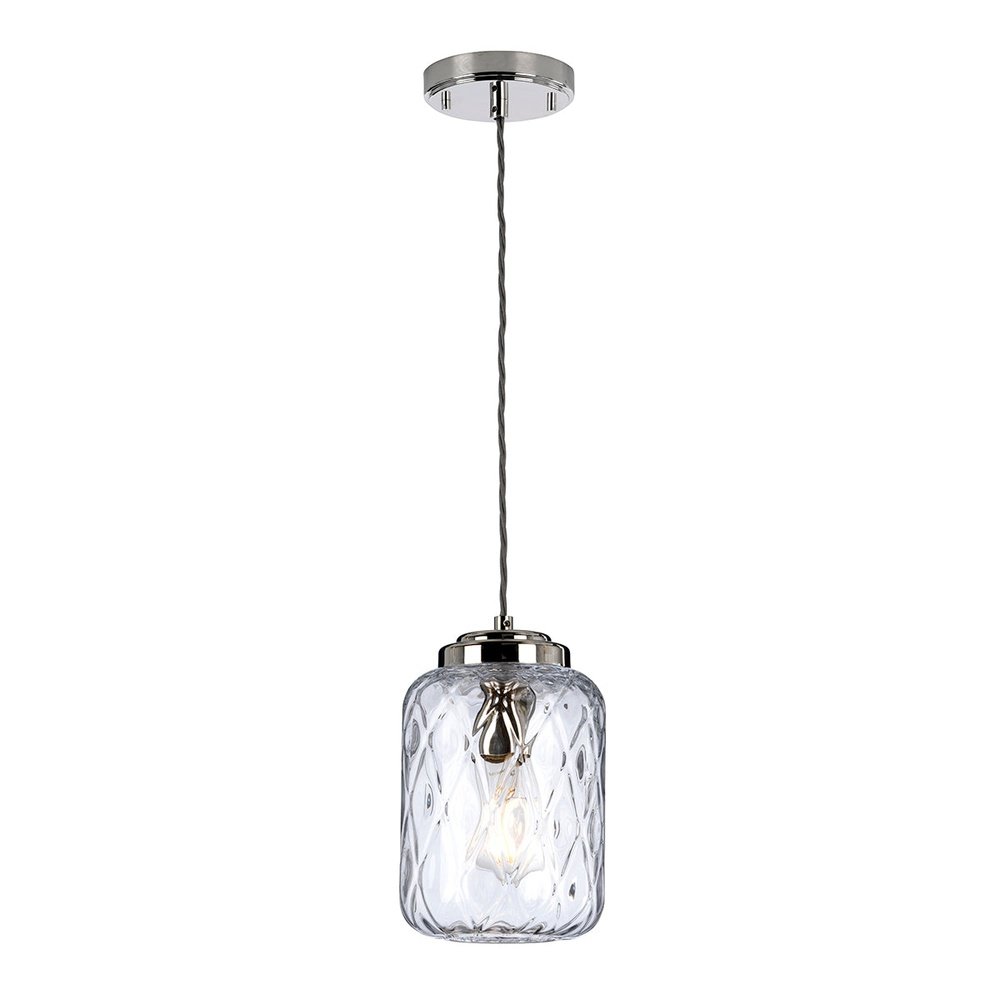 Product photograph of Elstead Lighting Sola 1 Light Pendant Light In Polished Nickel from Olivia's.