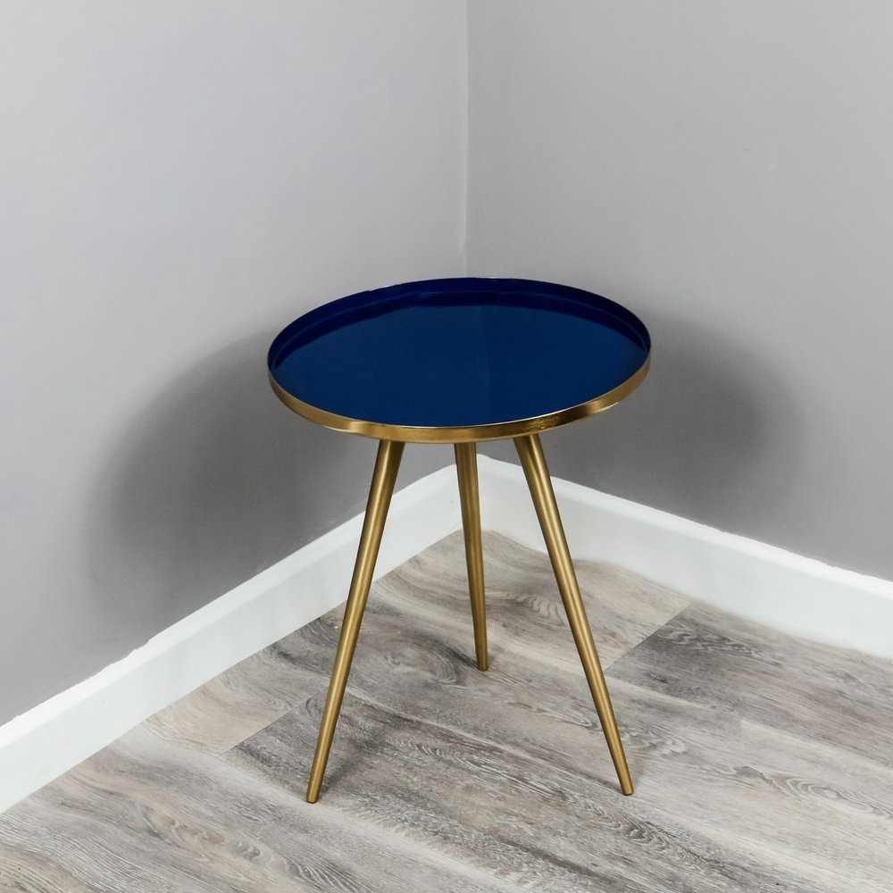 Product photograph of Native Home Side Table Blue Enamel Tray from Olivia's