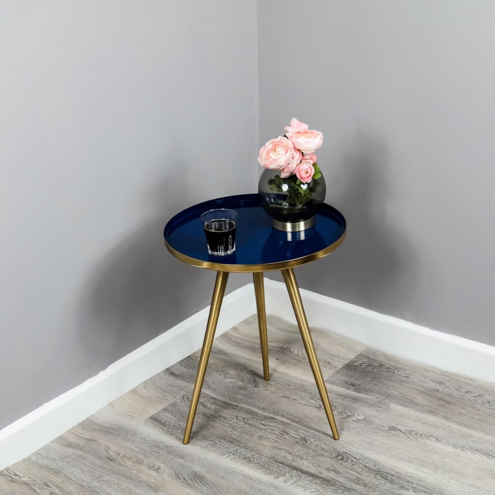 Product photograph of Native Home Side Table Blue Enamel Tray from Olivia's.