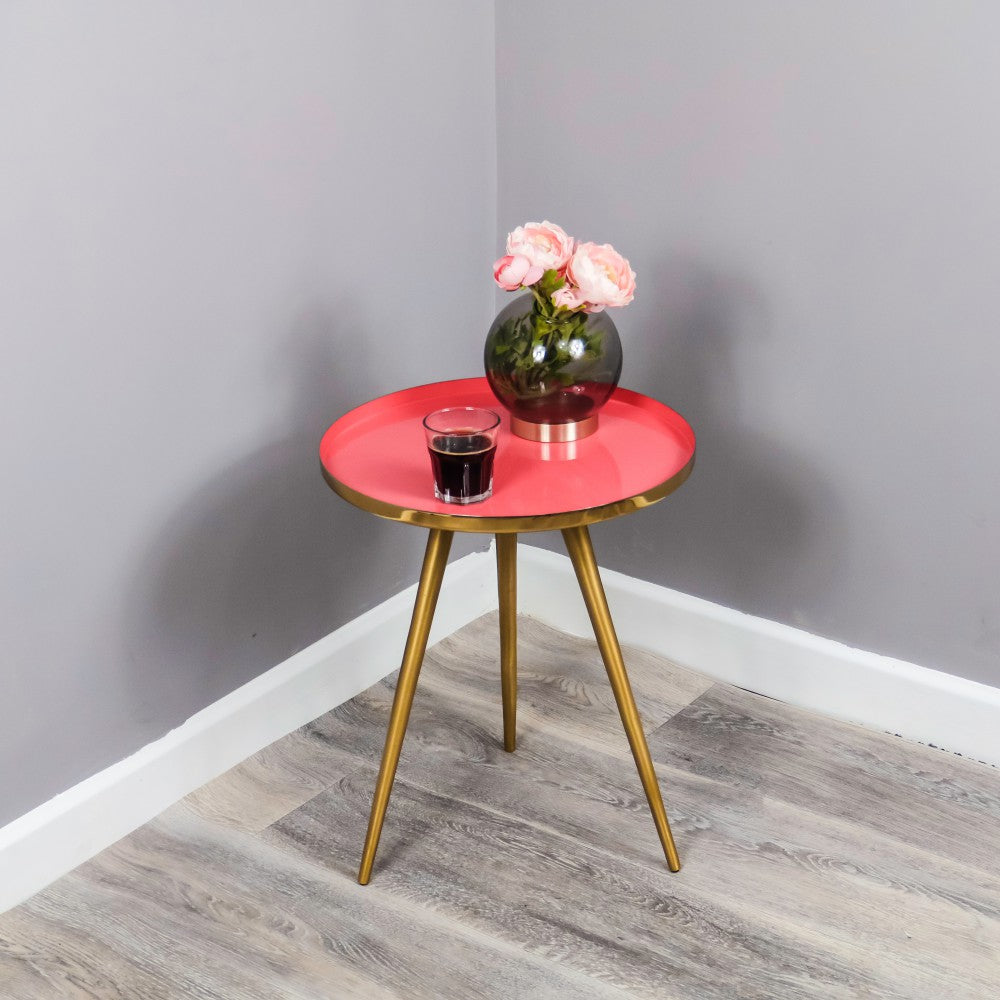 Product photograph of Native Home Side Table Coral Enamel Tray from Olivia's