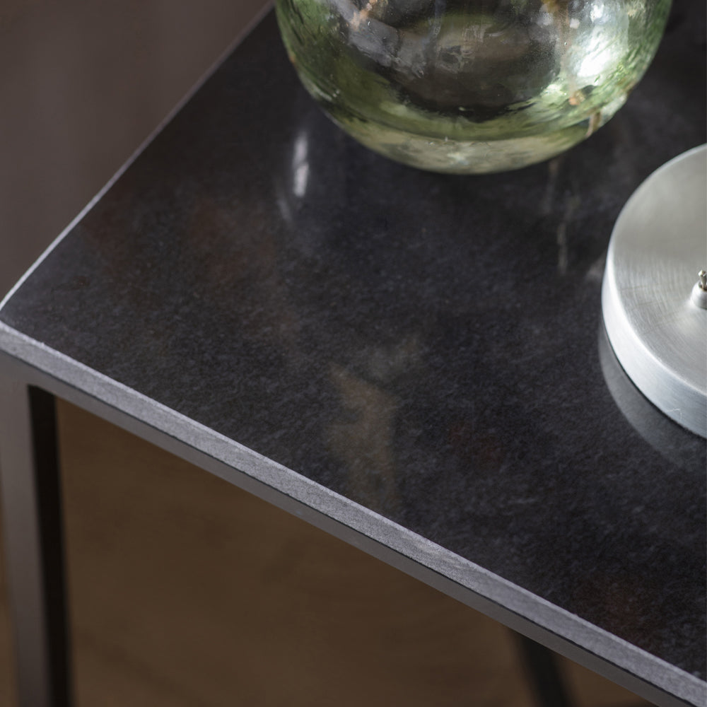 Product photograph of Garden Trading Oxford Side Table In Black Marble from Olivia's.