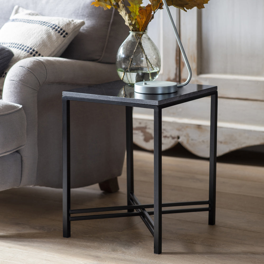 Product photograph of Garden Trading Oxford Side Table In Black Marble from Olivia's