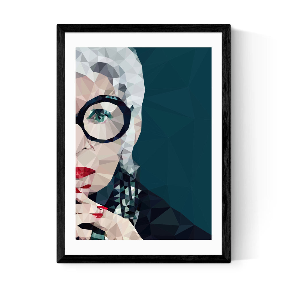 Product photograph of Iris Apfel By Studio Cockatoo - A2 Black Framed Art Print from Olivia's