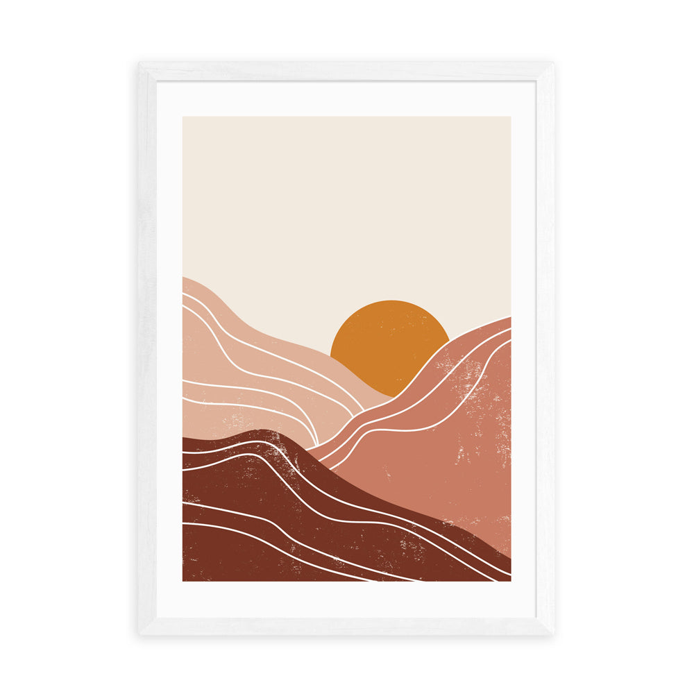 Product photograph of Sunset Landscape By Sundry Society - A3 White Framed Art Print from Olivia's.