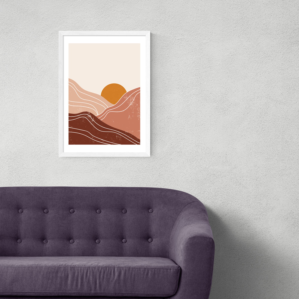 Product photograph of Sunset Landscape By Sundry Society - A3 White Framed Art Print from Olivia's