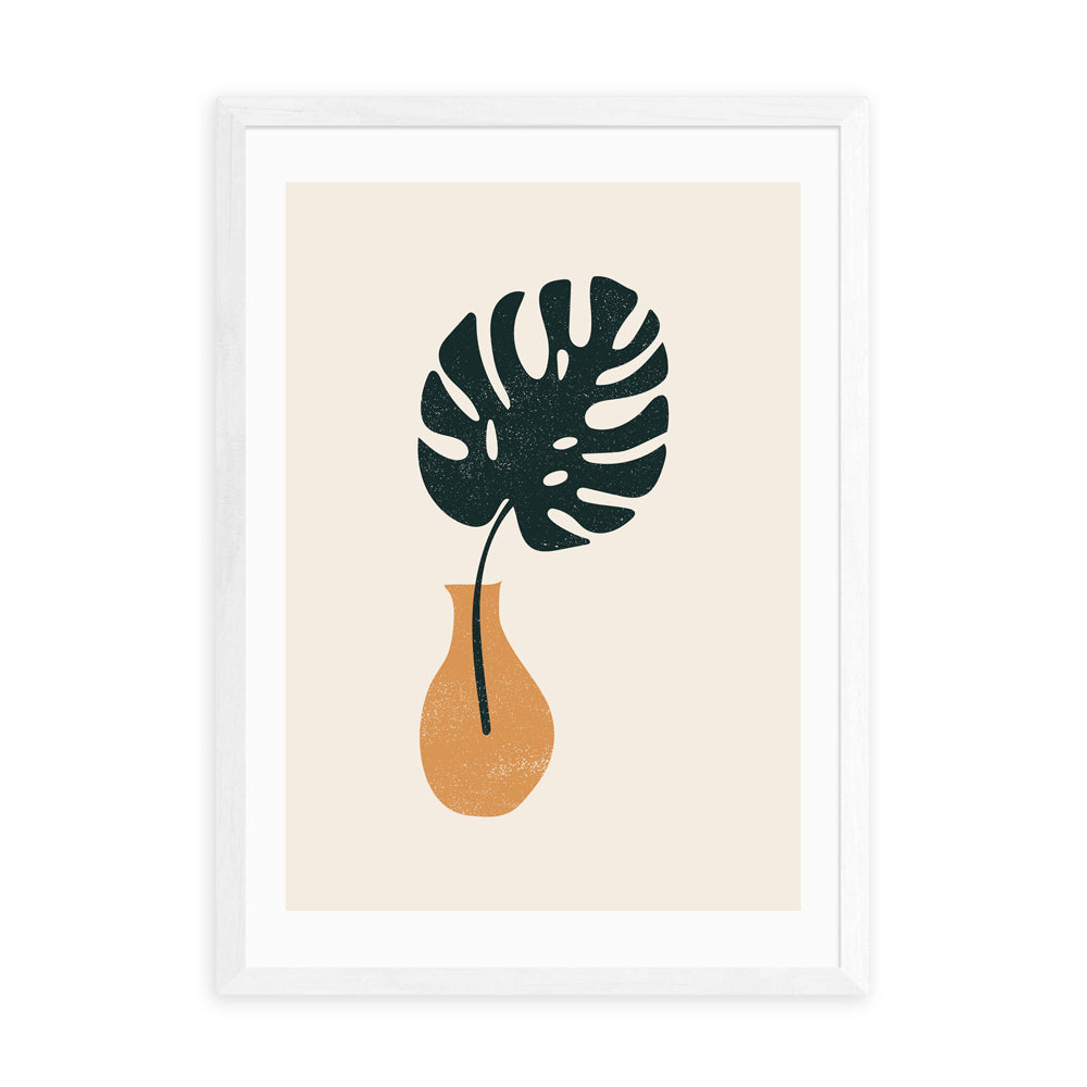 Product photograph of Monstera Vase By Sundry Society - A3 White Framed Art Print from Olivia's