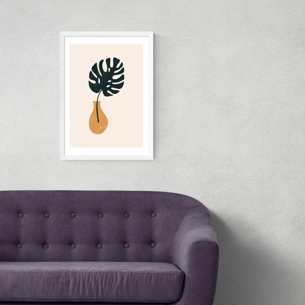 Product photograph of Monstera Vase By Sundry Society - A3 White Framed Art Print from Olivia's.