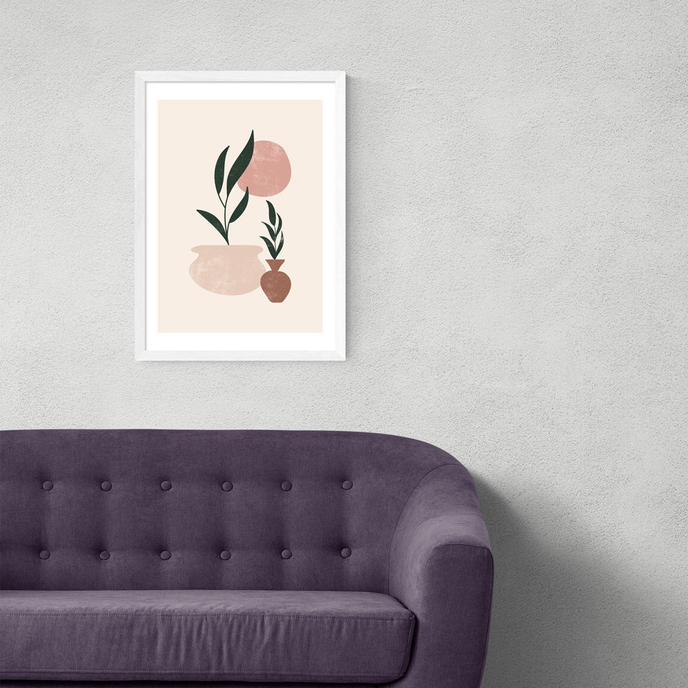 Product photograph of Muted Mauve Leaves By Sundry Society - A3 White Framed Art Print from Olivia's.