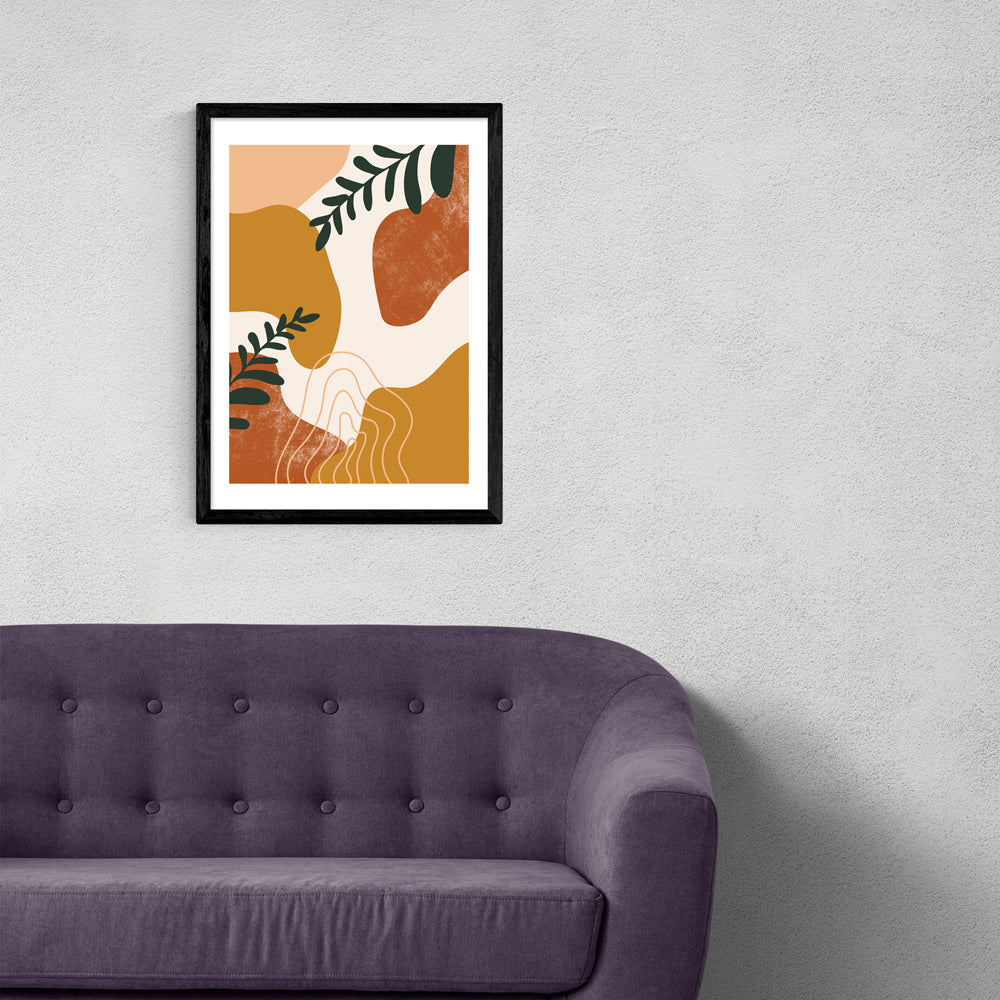 Product photograph of Abstract Leaves By Sundry Society - A3 Black Framed Art Print from Olivia's