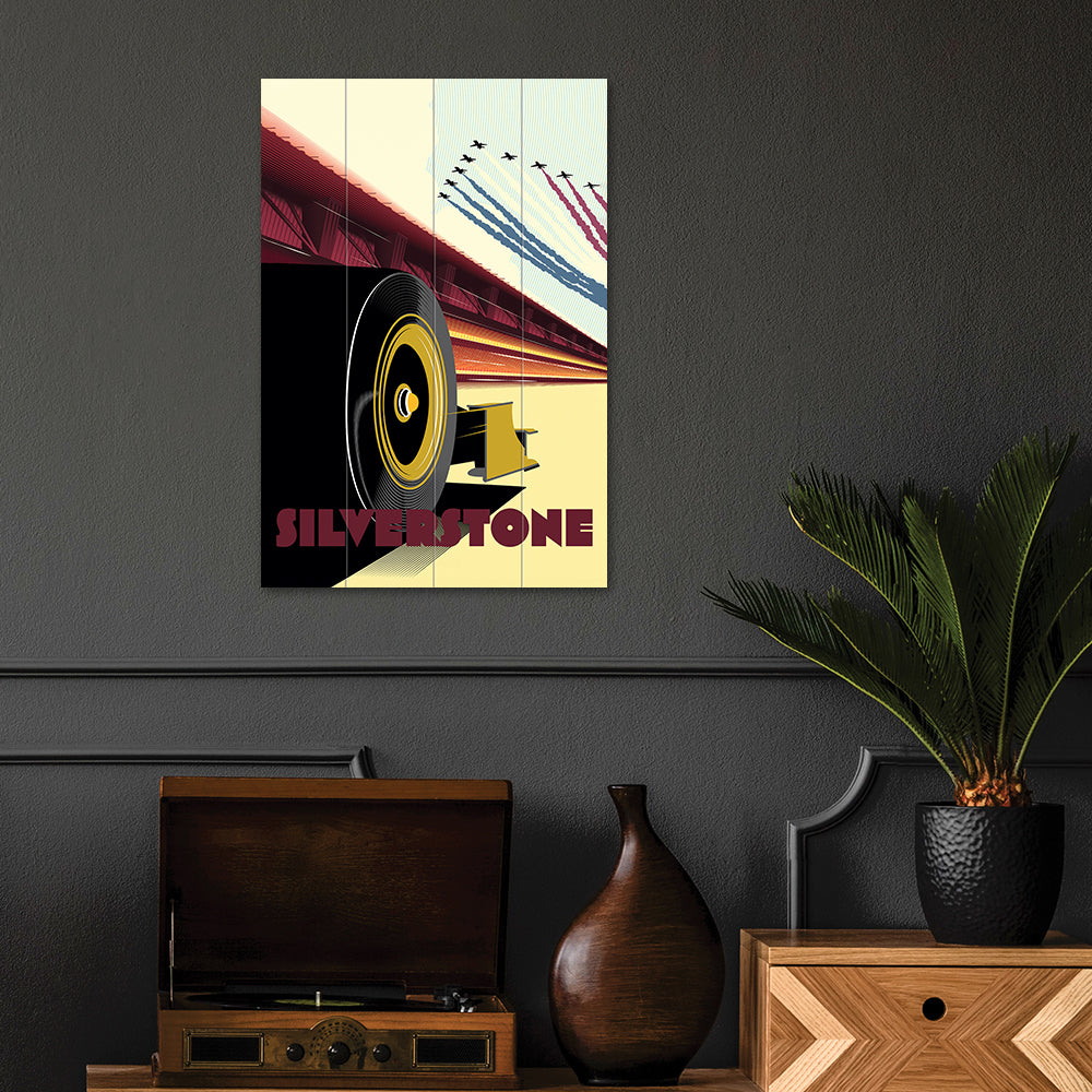 Product photograph of The Art Group Zoom F1 Silverstone Wood Print Small from Olivia's.