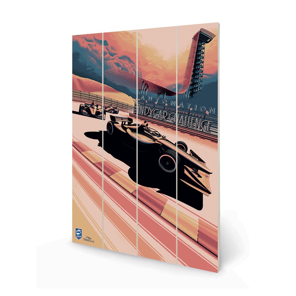 Product photograph of The Art Group Zoom F1 Indycar Challenge 2020 Wood Print- 40x59cm from Olivia's