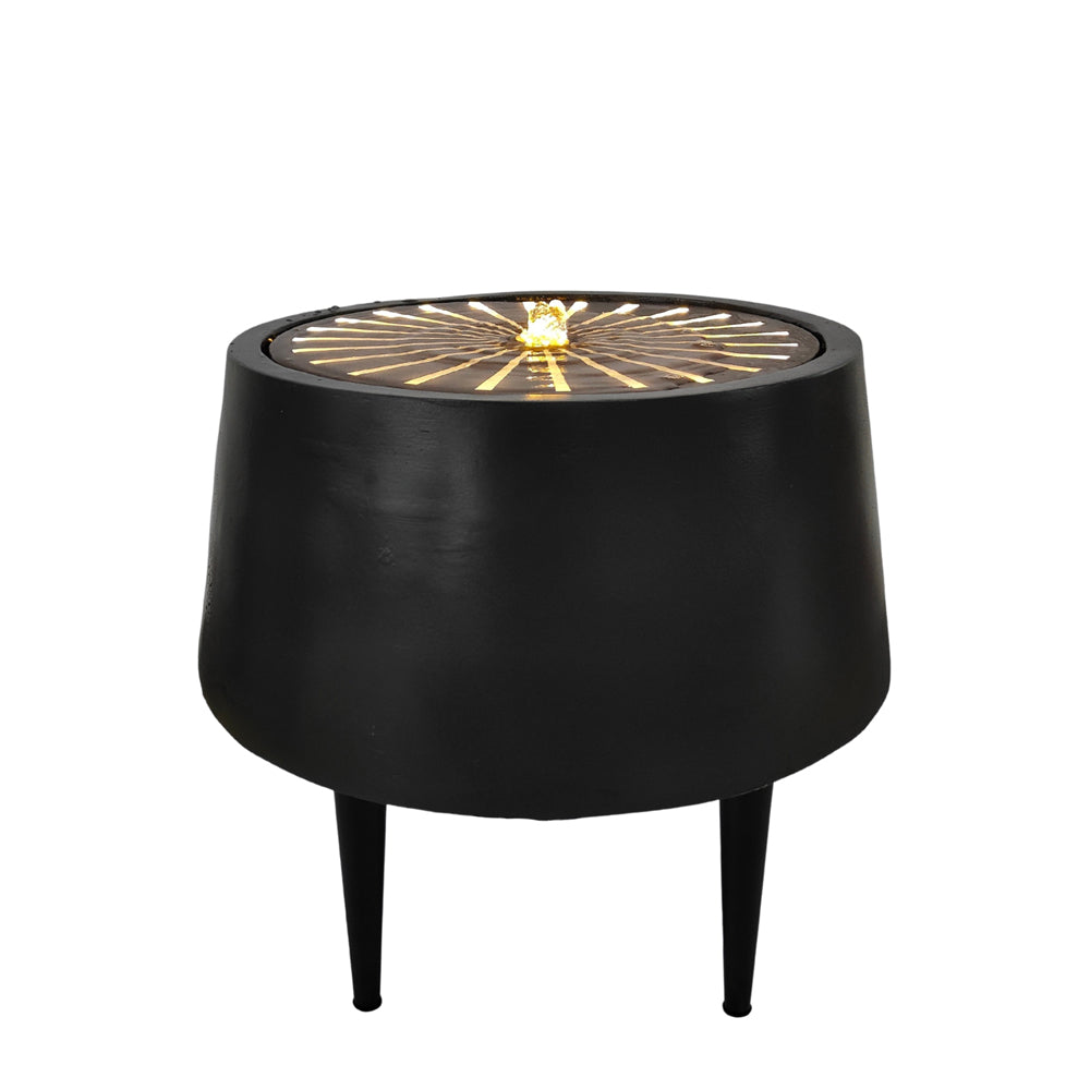 Product photograph of Ivyline Solis Water Feature With Light Display On Black Legs In Charcoal Aged Copper from Olivia's