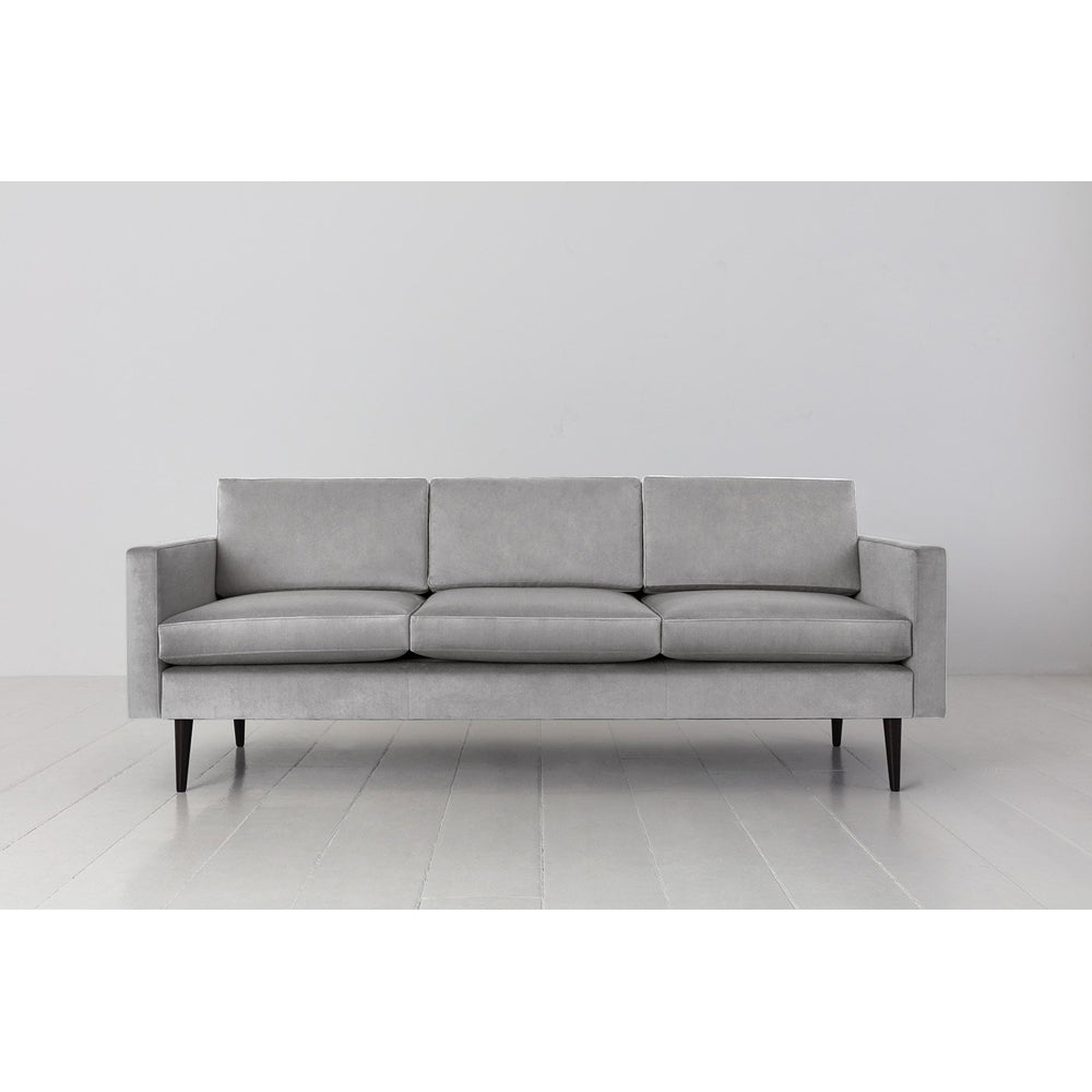 Swyft Model 01 Velvet 3 Seater Sofa In Light Grey