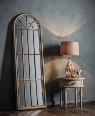 Product photograph of Gallery Interiors Curtis Arched Window Pane Mirror - Antique White from Olivia's.