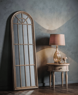 Product photograph of Gallery Interiors Curtis Arched Window Pane Mirror In Gold from Olivia's.