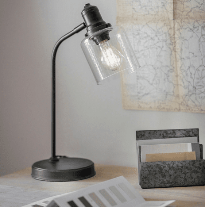 Garden Trading Hoxton Cylinder Table Lamp In Black Steel