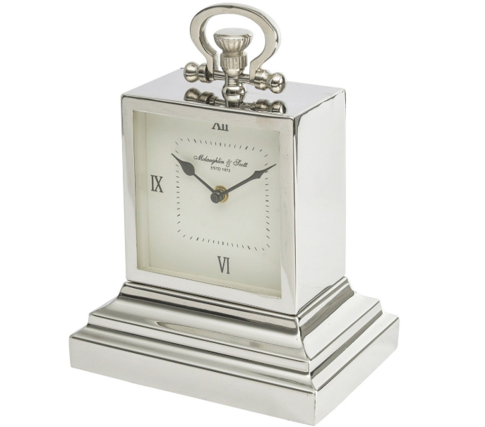 Product photograph of Libra Latham Medium Aluminium Rectangular Clock With Roman Numerals Outlet from Olivia's.
