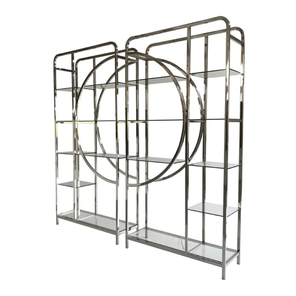 Product photograph of Libra Midnight Mayfair Collection - Set Of 2 Gatsby Shelving Unit Decadence Stainless Steel from Olivia's