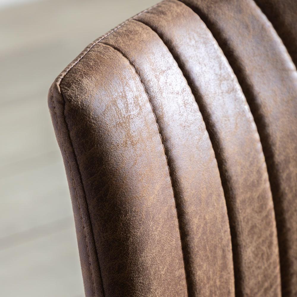 Product photograph of Gallery Interiors Set Of 2 Edington Dining Chairs In Faux Leather Brown from Olivia's.