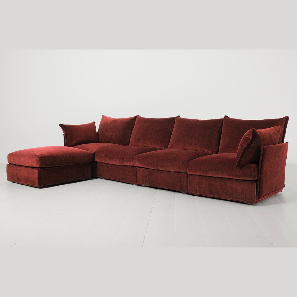 Swyft Model 06 4 Seater Sofa In With Chaise Burgundy