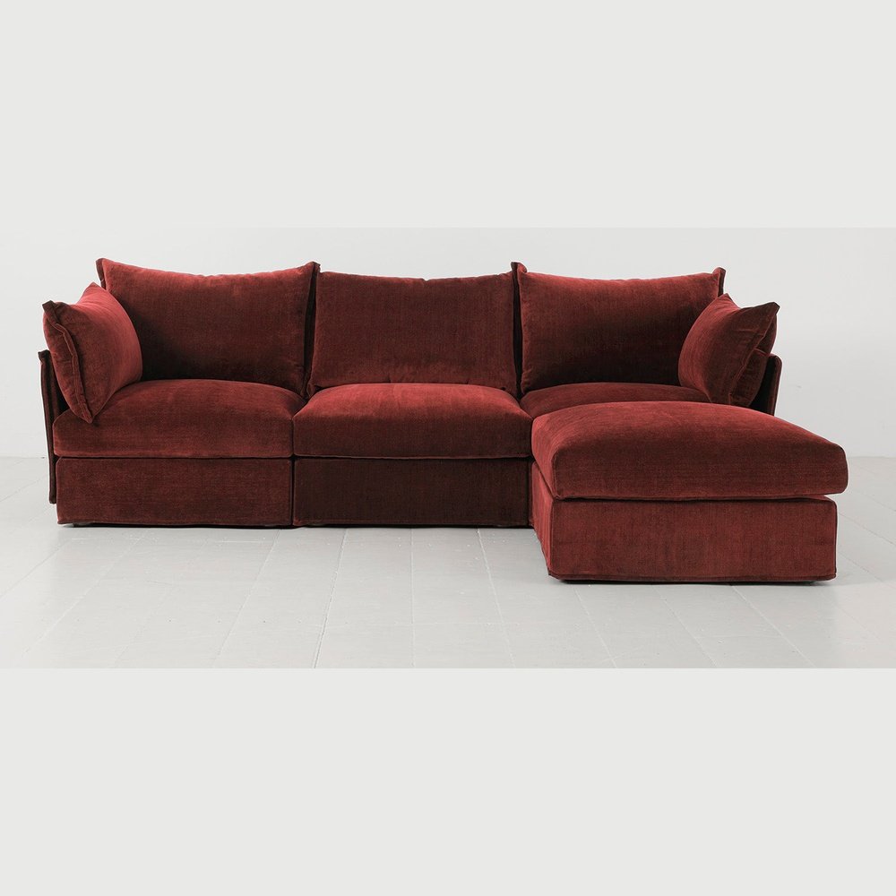 Swyft Model 06 3 Seater Sofa In With Chaise Burgundy